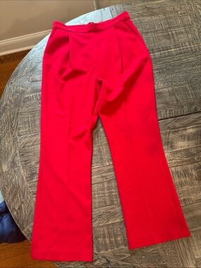Black Halo Size 8 Classic High-Waist Red Wide-Leg Pants